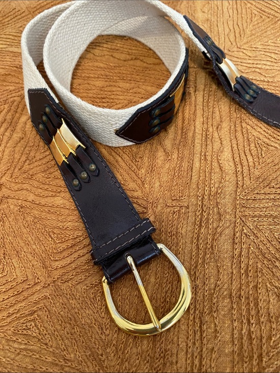 Holt Renfrew Accessories - Holt Renfrew Leather Canvas web metal BELT